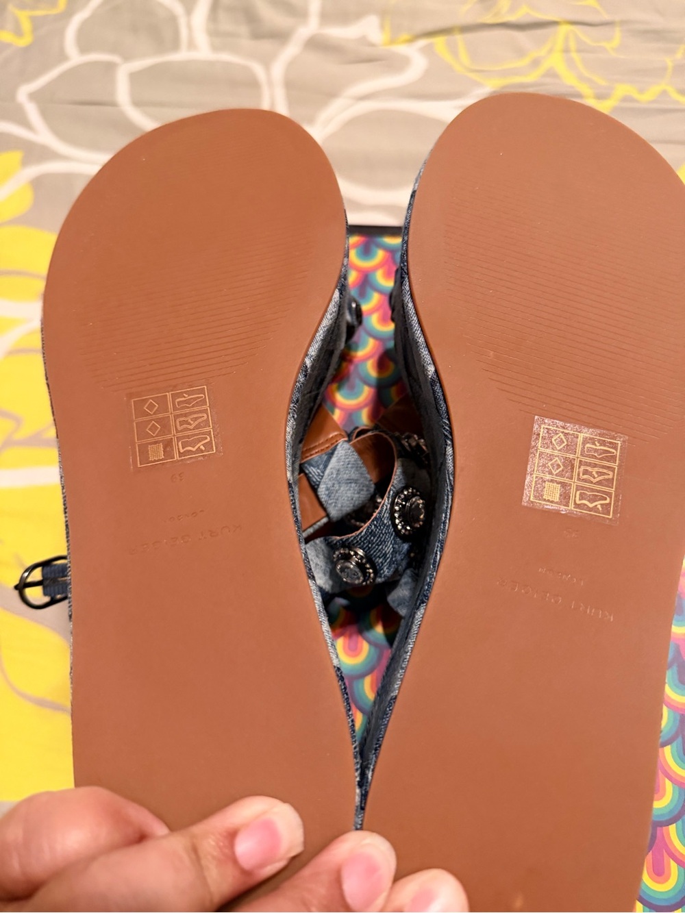 Kurt Geiger Denim Blue Jeweled Platform Sandals - Picture 6 of 7